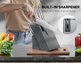 ASETY Knife Set - Ultra Sharp Knives Set for Kitchen with block, 15 PCS Stainless Steel Knife Set with Built-in Sharpener, Ergonomic Non-Slip Handle, Elegant Box for Men Women, Fathers day