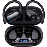 GNMN Active Noise Cancelling Ear Buds Wireless Earbuds 96hrs Playback Bluetooth Headphones Dual Battery Display Stereo Bass Earphones with Earhooks Microphone IPX7 Waterproof for Sports/Runing/Workout