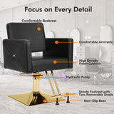 Artist hand Hair Salon Chair Black and Gold, Hydraulic Styling Chair with Heavy Duty Pump, 360 Degree Swivel Barber Chair, Beauty Salon Equipment for Hair Stylist, Max Load 330 Lbs