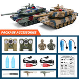 ROGALALY RC Tank Set, 1/24 Scale Army Battle Tanks with Life Indicators and Spray, 35 Mins Playtime Remote Control Military Toys, Set of 2 RC Vehicles for Kids and Adults