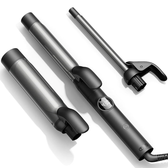Curling Iron Set - 3 in 1 Ceramic Hair Curler 1/2, 1, 1 1/2 Inch, Professional TYMO