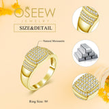 Oseew Custom Round Cut Moissanite Rings Wedding for men Hip Hop Iced Out Luxury Men's Moissanite Ring sterling silver/ 10k 14k 18k gold square frame Design (yellow gold)