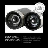 Cole & Mason Regent Concrete Stemless Salt & Pepper Mill Gift Set - Refillable Salt & Pepper Grinder Set with Carbon Steel Precision Mechanisms - Hand Wash Kitchen Tools & Gadgets - Grey
