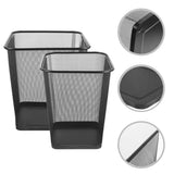 OFFSCH 2pcs Black Metal Mesh Wastebasket Square Home Trash Can Wide Opening