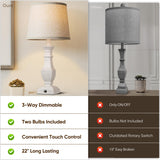 ROTTOGOON Dimmable Table Lamps Set of 2, Rustic Farmhouse Table Lamps for Living Room Bedroom, Bedside Desk Lamps for end Tables, Touch Lamps for nightstand, 9W Bulbs Included, 22", White