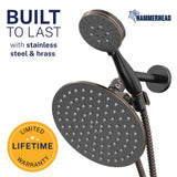 HammerHead Showers Dual Shower Head Combo, 8-Inch Rainfall & 3-Flow Handheld, Oil Rubbed Bronze, 2.5 GPM
