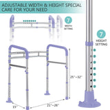 Lianjindun Toilet Safety Rails, Adjustable Toilet Frame for Elderly, Seniors, Handicap & Disabled, Foldable Handicap Toilet Handles Fit Any Toilets（Purple）