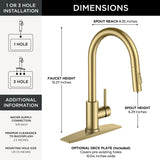 FORIOUS Gold Kitchen Faucet with Pull Down Sprayer, Classic Single Hole Kitchen Sink Faucet with Deck Plate, Single Handle, High Arc Stainless Steel, Fit for RV Bar Farmhouse Laundry Outdoor