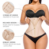 YIANNA Waist Trainer for Women Latex Underbust Tummy Control Waist Cincher Corset Hourglass Body Shaper Zipper and Hooks,YA2231-Beige-XS