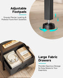 Lazzanto Night Stand Bedside Charger Bedroom - Nightstand with Charging Station & LED Light Strip, Night Stand with Storage Shelf & 2 Fabric Drawers, Morden End Table with U-S-B Ports & AC Outlets
