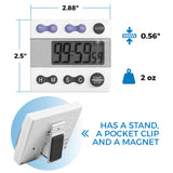 Sper Scientific Portable Digital Kitchen Timer 810015 for Cooking and Baking with Loud Alarm, 4 Channel Timer, Large Display Digital Lab and Cooking Timer, Classroom Timer for Teachers and Students