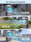 4000CFM Swamp Cooler, 4-IN-1 Evaporative Air Conditioners With 18.4 Gal Water Tank, 4 Ice Packs, Remote, 12H Timer, 120°Oscillation, 36”Portable Cooling Fan with 3 Modes&Speeds for Bedroom Indoor Room