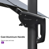PURPLE LEAF Patio Telescopic Umbrella 11.5' x 11.5' Up Down Lifting Grey