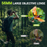 15x56 Binoculars for Adults High Powered - Aurosports HD Large View Binoculars with Clear Low Light Vision - Lightweight Easy Focus Binoculars Bird Watching Hunting Hiking Cruise Travel - Green Aurosports