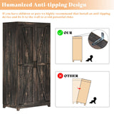 AMERLIFE Set of 2 Farmhouse Armoire Wardrobe Closet with 2 Barn Doors, 71'' Storage Cabinet with Shelf & Hanging Rod, Versatile Clothing Storage for Bedroom, Black Oak