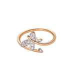 Carleen 18k Solid Rose Gold 0.105ct Diamond Butterfly Open Ring For Women wife her(6)