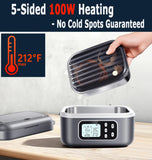 Rhudaky 27000mAh Cordless Electric Heated Lunch Box, 100W Rechargeable Portable Food Warmer for Adults Work Travel Car - Battery-Powered & Self-Heating, 2 x 6.3 cups
