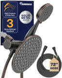 HammerHead Showers Dual Shower Head Combo, 8-Inch Rainfall & 3-Flow Handheld, Oil Rubbed Bronze, 2.5 GPM