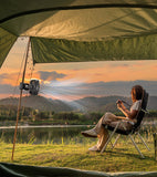 Portable Clip on Fan 65 Working Hours, Camping Fan with LED Lights & Hook, 12000 Capacity Battery Operated Fan with Clamp, USB Rechargeable for Desk, Tent, Treadmill, Stroller, Golf Cart, Home FRIZCOL