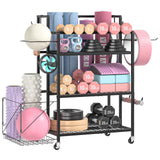 Glocryp Dumbbell Rack, Utility Weight Storage Racks, Home Gym Storage for Dumbbell Set，Kettlebells，Yoga Mat and Workout Equipment