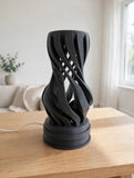 MAKER 3D Twist Spiral Table Lamp in Dark Grey - Handmade 3D Printed Shadow Projection Night Light, Dimmable USB LED Bedside Accent Lamp for Bedroom, Nursery and Office Desk Decor
