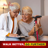 BigAlex Folding Walking Cane with LED Light,Pivoting Quad Base,Adjustable Walking Stick with Carrying Bag for Man/Woman (Alloy Base)