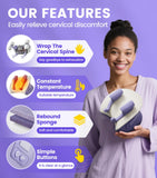K.TAKHOI Shoulder and Neck Heating Massage Pillow, Electric Neck Massager with Heat, 3 Modes & Adjustable Strength, Deep Tissue Cervical Massager for Neck Shoulder Pain Relief, White Purple