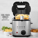 Electric Deep Fryer 1.5 Liter Capacity, Lid with Viewing Window, Removable Frying Basket, Adjustable Temperature OVENTE