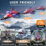 NIPLOOOW Foam Remote Control Airplanes Rc Planes for Kids 4-8, Remote Control Planes Fighter Jet with Light, 360° Flip Fighter Jet Toy, Gravity Sensing, Stunt Roll, Gifts for 6 7 8 10 12 Year Old Boys