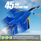 crohorizon RC Planes for Kids,Remote Control Airplanes Toys for Boys Girls,2CH Outdoor Foam RC Glider Fighter Jet for Teen and Adults Hobby Blue