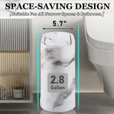 InnJoey Bathroom Accessories Set, 9-Piece Marble White Bathroom Set, White Bathroom Accessories with Slim Trash Can, Soap Dispenser, Toilet Brush, Toothbrush Set, Qtip Holders