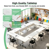 Modular Folding White Training Room Tables with Modesty Panel,4pcs 47.2in