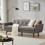 Tbfit 77.2" W Linen Sofa Couch, Mid Century Modern Decor Loveseat Couches for Living Room, Button Tufted Upholstered Small Couch for Bedroom, Solid, and Easy to Install Love Seats Furniture, Grey
