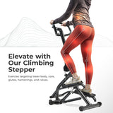 Sunny Health & Fitness 16.9-Inch Mountain Climb Stair Stepper with Handlebar, SunnyFit App Trainer-Led Workouts, Low-Impact Full-Body Cardio, Compact Folding Design - SF-S021001