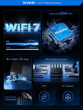 Tenda WiFi 7 Router BE7200 – Dual-Band High-Speed Wireless Internet Router with 2×2.5G Ports