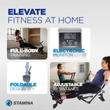 Stamina BodyTrac Glider 1052 Hydraulic Rowing Machine with Smart Workout App - Rower Workout Machine with Cylinder Resistance - Up to 250 lbs Weight Capacity