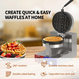 HTTSICHI Commercial Waffle Maker - Belgian Waffle Maker w/Non-stick Baking Pan and 550℉ Heating, 1200W Rotating Waffle Iron for 1.2" Thick