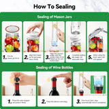 Vacuum Sealer for Food (Compact Vacuum Sealer Machine+30 Reusable Bags+20 Mason Jar Lids+Wine Stopper), Handheld Mason Jar Vacuum Sealer for 10X Preservation & Fresh, 80Kpa Portable Vacuum Food Saver