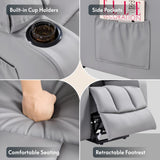 FLEXISPOT XL31 Power Lift Recliner Chair for Elderly, Electric Lift Chair with Massage & Heat, PU Leather Reclining Sofa w/Cup Holders, Side Pockets for Living Room Bedroom(Medium Size,Gray)