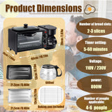 Breakfast Center 4-in-1 with Coffee Maker, Non-stick Skillet, 7L Toaster Oven and Dual Heating Elements, Compact Kitchen Appliance for Apartments and Dorm Living