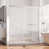 AMAPO Shower Door Double Sliding 60in.W x 72in.H Semi-Frameless Shower Doors,1/4 inch Clear Tempered Glass Door for Walk-in Shower, Brushed Nickel