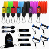 Bodylastics Pro Series Resistance Band Set- 7 Resistance Bands with Clips, Handles, Ankle Straps, Door Anchor, Carry Bag and Snap Reduction Tech (3-400 Lbs Set Assorted)