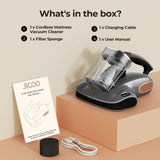 JIGOO Mattress Vacuum Cleaner with UV-C Light, Bed Vacuum Cleaner with Dust Sensor, Ultrasonic and High Heating, Deep Cleaning Bed Vacuum for Sofa Bed Fabric Surface (Gray)