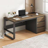 Modern Walnut Home Office Desk with 3 Drawers Stable Workstation for Computer & Laptop Stylish Study Table (39x20x29 in) Ideal for Home or Office Use
