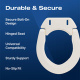 VMS Deluxe Bolt-On Hinged Raised Toilet Seat - Available in Elongated & Standard Styles, 300 lbs Weight Capacity (Standard)