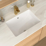 GhomeG Undermount Bathroom Sink Rectangle 21x14 Inch White Rectangular Porcelain Ceramic Vessel Sink with Overflow, Under Counter Lavatory Vanity