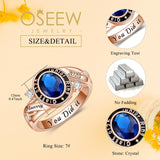 Oseew 2027 Engravable Class Graduation Ring for Women 10k (Rose Gold)