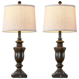 SAIWEYA 27.5" Set of 2 Farmhouse Table Lamps for Bedroom, 3 Way Dimmable Bedside Lamp with 2 USB +AC Outlet Nightstand Lamps for Living Room Resin Rustic Touch Lamps