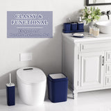 XLHOMO Navy Blue Bathroom Accessories Set, 9-Piece Plastic Gift Set with Trash Can, Toothbrush Holder, Toothbrush Cup, Soap Dispenser, Soap Dish, Toilet Brush Holder,2 Qtip Holder Dispensers and Tray