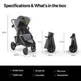 Mompush Ultimate 3 Full Size Stroller, Extendable Seat, Infant to Toddler